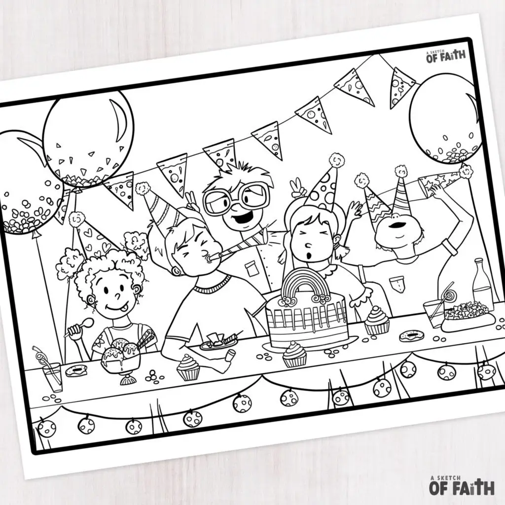 colouring sheet party