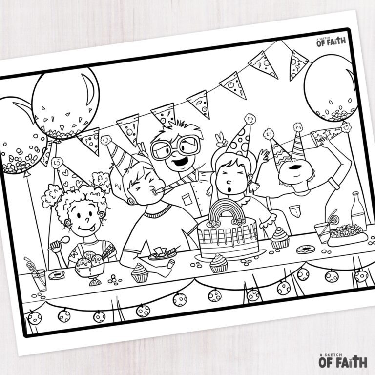 colouring sheet party