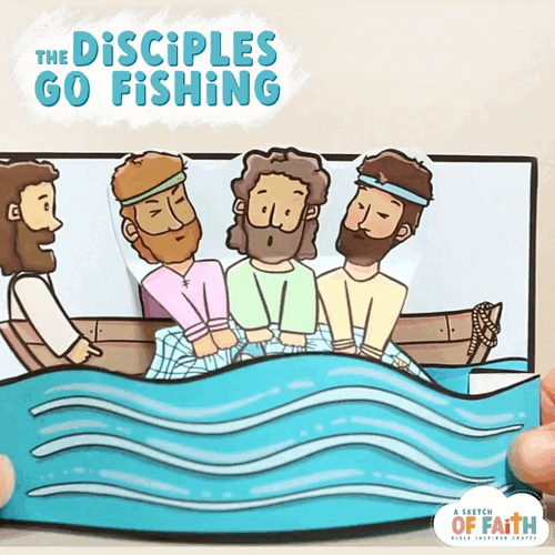 jesus and the disciples in a fishing boat
