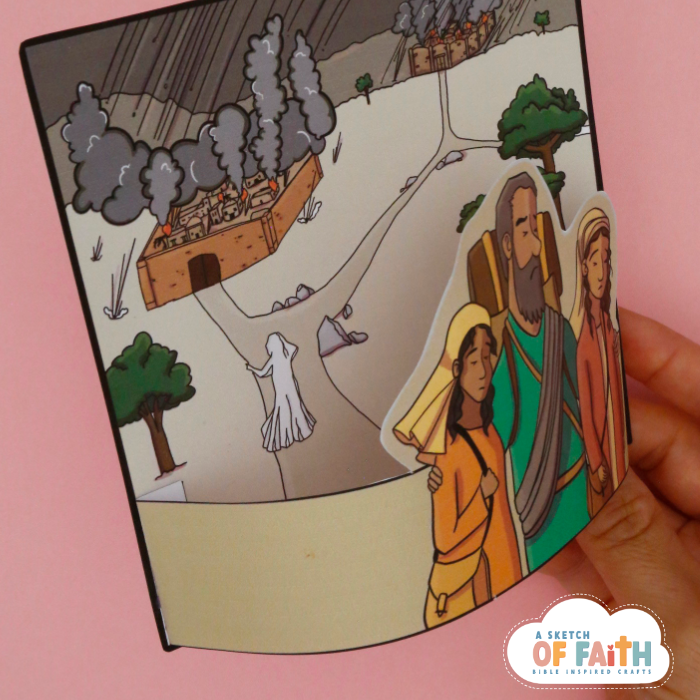 Lot flees Sodom Bible Craft Template for kids