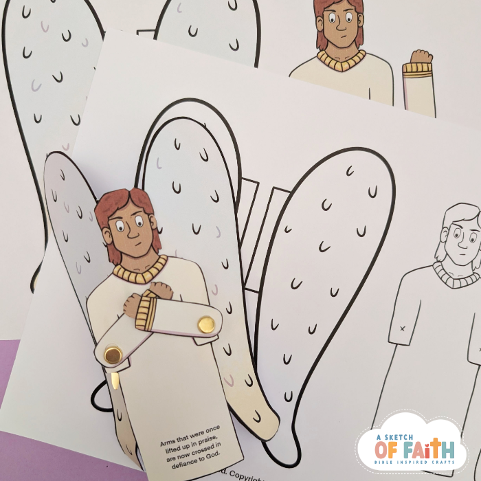 Lucifers bad decision in heaven paper Bible craft printable