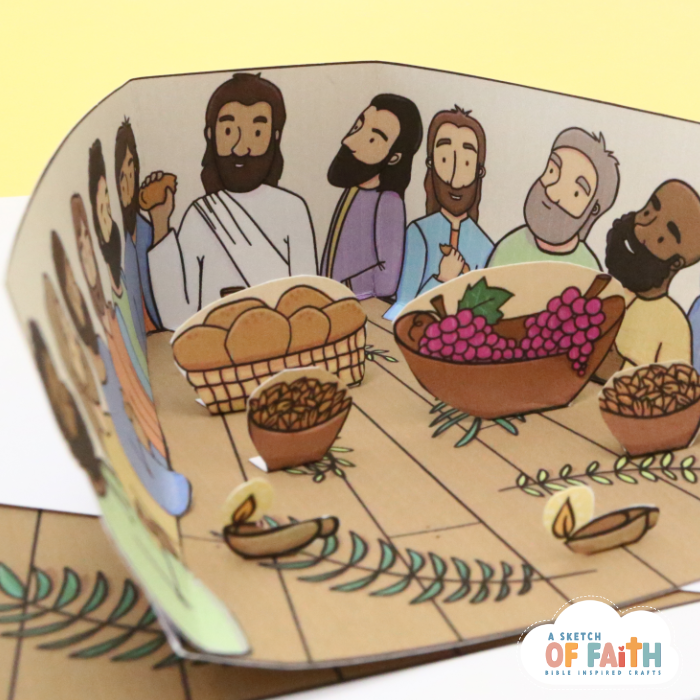 Bible craft based on the story of the Last Supper in the upper room with Jesus