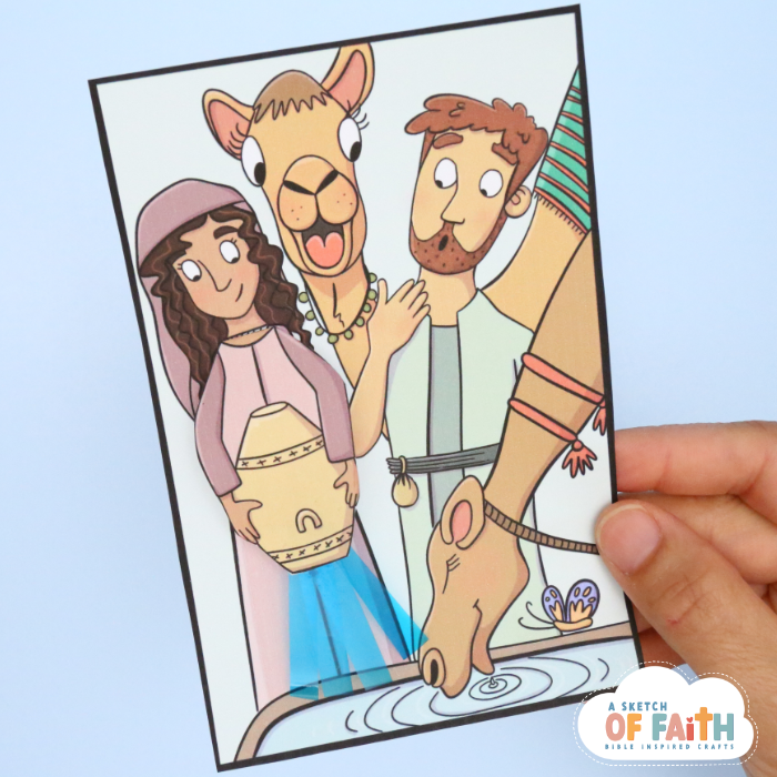 Easy Bible craft for kids based on Rebecca helping Isaac's servants and camels