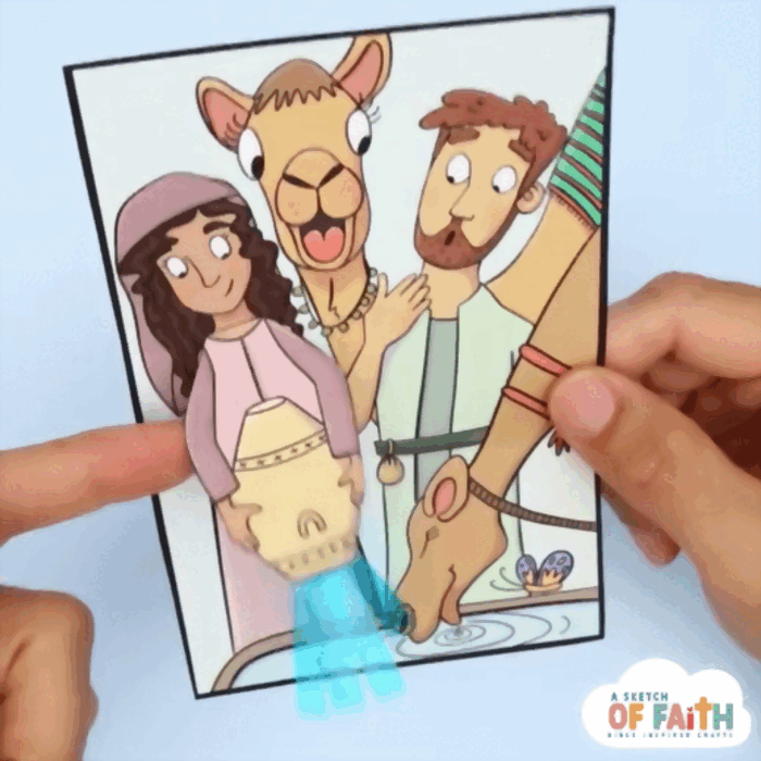 GIF show kids Bible craft based on the story of Rebecca and Isaac