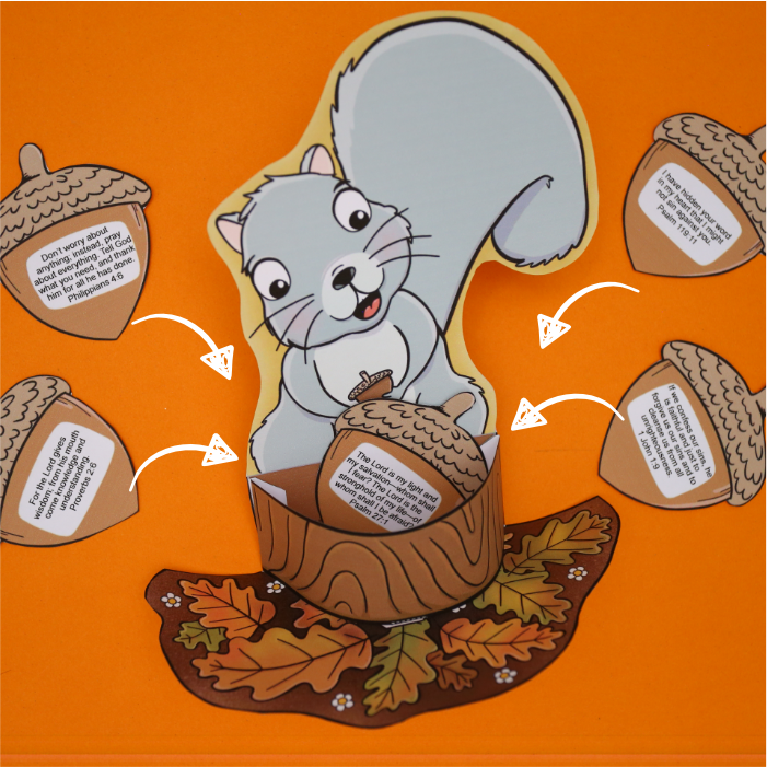 Bible verse keeper craft with squirrel