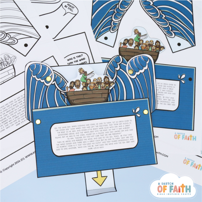 waves up and down Jesus calms storm Bible craft