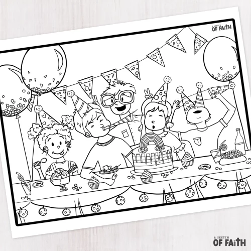 colouring sheet party